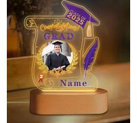 Discodes Personalized Graduation Gift Night Light Class of 2025 Graduation Gift for Junior High School College Teachers and Classmates(Purple and Gold)