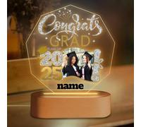 Discodes Personalized Graduation Gift Night Light with Photo Custom Acrylic LED Light Acrylic Lamp Congrats Grad Gift Class of 2025(Champagne and Silver)