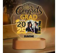 Discodes Personalized Graduation Gift Night Light with Photo Custom Acrylic LED Light Acrylic Lamp Congrats Grad Gift Class of 2025(Black and Gold)