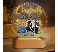 Discodes Personalized Graduation Gift Night Light with Photo Custom Acrylic LED Light Acrylic Lamp Congrats Grad Gift Class of 2025(Blue and Gold)