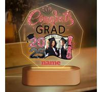 Discodes Personalized Graduation Gift Night Light with Photo Custom Acrylic LED Light Acrylic Lamp Congrats Grad Gift Class of 2025(Rose Gold and Black)