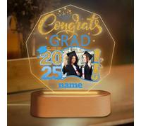 Discodes Personalized Graduation Gift Night Light with Photo Custom Acrylic LED Light Acrylic Lamp Congrats Grad Gift Class of 2025(Sky Blue and Gold)