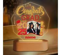 Discodes Personalized Graduation Gift Night Light with Photo Custom Acrylic LED Light Acrylic Lamp Congrats Grad Gift Class of 2025(Red and Gold)
