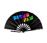 DiscoFan Folding Hand Fans for Women, Personal Handheld Fan for Men, Festival Fan, Drag Fan, UV Glow Party Fans for Wedding, LGBT Gay Pride Accessories, Birthday Decoration Props (Black Rainbow)