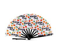 DiscoFan Folding Hand Fans for Women, Personal Handheld Fan for Men, Festival Fan, Drag Fan, UV Glow Party Fans for Wedding, LGBT Gay Pride Accessories, Birthday Decoration Props (White & Red Cherry)