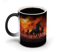 Discoloration Mug Color Changing Mugs Horses Red Glowing Cloudsprinted Heat Changing Mug Ceramic Heat Sensitive Coffee Cup Add Coffee Or Tea and A Happy Little Scene Appears