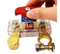 Disconnect Button - Brass, 3.07x2.48x1.97in Isolator High Current Rating | Easy-Turn Knob Battery Power Cut-Off Automotive Battery Disconnect Isolator, BatteryIsolator For Cars, RVs, Truck, Van