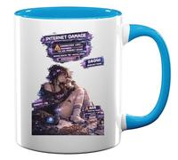 Disconnected Girl with Digital Errors Ceramic Tea Coffee Mug Light Blue