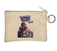 Disconnected Girl with Digital Errors Key Chain Coin Purse Beige