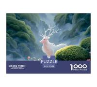 Discord_sinoshow_24085_a_white_creature_with_antlers_on_its_head_glowin_4f28fcd7-849e-4cf4-9dc3-e3231e3ff948_4 1000 Pieces Puzzles Impossible Hard Difficult Jigsaw Puzzle, Unique Challenging Educatio