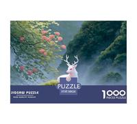 Discord_sinoshow_24085_a_white_creature_with_antlers_on_its_head_glowin_4f28fcd7-849e-4cf4-9dc3-e3231e3ff948_1 1000 Pieces Jigsaw Fun Challenging & Brainteasing Puzzle Game, Vibrant Imagery Christmas