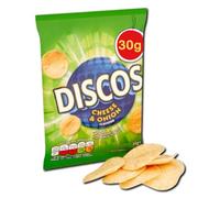 Discos Cheese & Onion Flavour Crisps No MSG Wheat Potato Snack 30g Bag No Artificial Colours or Flavours Suitable for Vegetarians (Pack of 30)