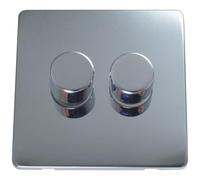 Discount Electrix 2 Gang 2 Way 400 Watt Dimmer Switch Polished Chrome Screwless Flat Plate Design