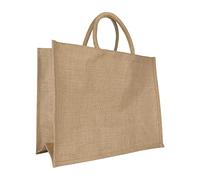 Discount Fabrics LTD Hessian Tote Bag 1, 5, 10 Pack - Natural Reusable Jute Burlap Bag for Shopping, Gift, Carrier, Crafting, Wholesale, Decorating, Grocery - 17.96 x 8 x 5.44 inches - Beige
