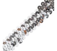 Discount Fabrics LTD Stretch Sequin Trim: Elastic 2 Row Sequin Ribbon for Crafting Sewing & Dressmaking 20mm Wide Sequin Fabric Trim Rhinestone Ribbon Versatile Ribbon for DIY Projects (Silver,5m)
