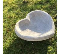 Discount Garden Statues Love Heart Shaped Bird Bath Bowl Solid and Heavy Stone Cast