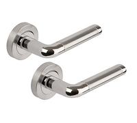 DISCOUNT HARDWARE UK 3842 Polished/Satin Chrome Dual Finish Lever on Rose Door Handles Colima Design
