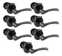 DISCOUNT HARDWARE UK Astrid Black Nickel Door Handle Set on Round Rose, Twist Lever, 120mm, 7 Pairs, Internal Wooden Doors