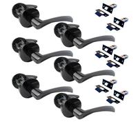 DISCOUNT HARDWARE UK Astrid Door Handle Set, Black Nickel, Round Rose, Twist Lever, 120mm, with Tubular Latch, 6 Pairs, for Internal Doors