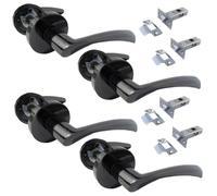 DISCOUNT HARDWARE UK Astrid Door Handle Set on Rose, Black Nickel, 120mm Lever, 4 Pairs with Tubular Latch, Internal Wooden Doors