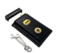 DISCOUNT HARDWARE UK Black Rim Lock Old Victorian Vintage Style Brass Security Locks 6" x 4"