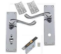 DISCOUNT HARDWARE UK Door Handle Sets Victorian Scroll Polished Chrome Lever Latch Door Handles (3" Bath Door Pack)