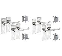 Discount Hardware UK Door Handles Internal Sets - 4 Sets of Victorian Scroll Polished Chrome Door Handle with Door Lock Pack +2 Lever Lock + Hinges (KA) Door Handle Set (4)