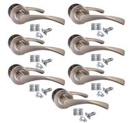 DISCOUNT HARDWARE UK Duo Twist Lever on Rose Door Handles, Chrome and Satin, 7 Pairs with Tubular Latch and 3" Nickel Plated Butt Hinges