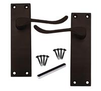 DISCOUNT HARDWARE UK Matt Black Victorian Scroll Door Handle, 150mm x 40mm Backplate, Lever Latch Handles for Interior Wooden Doors