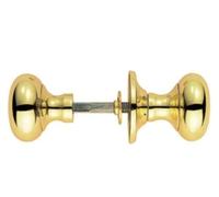 DISCOUNT HARDWARE UK Polished Brass and Chrome Victorian Mushroom Rim Door Knobs 50mm (Brass)