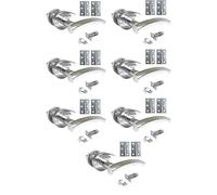 DISCOUNT HARDWARE UK Polished Chrome Arched Lever Door Handles on Round Rose, Internal Door Handle Sets with Tubular Latches, 7 Pairs, 64mm, Bolt Through Fixing