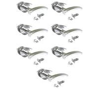 DISCOUNT HARDWARE UK Polished Chrome Arched Lever Door Handles on Round Rose with Tubular Latches, Internal Door Handle Sets, 7 Pairs, 64mm, Screw-On Cap, Bolt Through Fixing