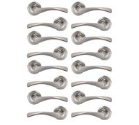 DISCOUNT HARDWARE UK Satin Chrome Duo Twist Lever on Rose Door Handles, Modern Style, for Bathroom, Bedroom & Interior Doors, 8 Pairs