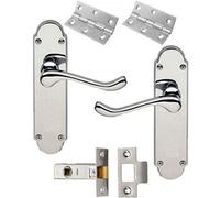 DISCOUNT HARDWARE UK Set Shaped Scroll Door Handles with Hinges and Latch - Polished Chrome