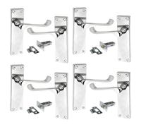 DISCOUNT HARDWARE UK Victorian Scroll Polished Chrome 4 Pairs of Lever Door Handles with 64mm Latch - Chrome Door Handles Set - Door Handles Internal for Interior Doors 150mm x 43mm