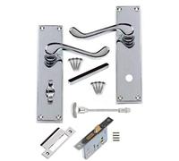 Bathroom Door Handles with Lock, Door Handle with Lock for Bathroom - Bathroom Door Lock & Handle Set, Bathroom Door Lock and Handle Set - Victorian Scroll Door Handles + 64mm Bathroom Lock Set