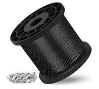 Discount Parts Direct 1/16 Wire Rope - 328FT 304 Stainless Steel Cable 7x7 368lbs Breaking Strength, Coated Black, for Clothes Line, Trellis and String Light Cable