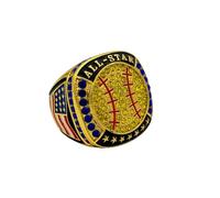 Discount Sports All-Star Ring / Season Award / Team Awards / Assorted Colours / Premium Baseball Ring, 9, Zinc