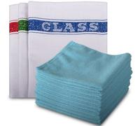 Discounted Cleaning Supplies 10 Pack M-Cloth Microfibre Cloth Lint Free plus 10 Pack Cotton Glass Cloths. Blue