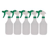 Discounted Cleaning Supplies Complete Pack Of 5 X 750Ml Green Coloured Hand Trigger Spray Bottles For Cleaning