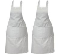 Discounted Cleaning Supplies Kitchen Chef Apron for Men & Women - Butchers Apron for Men - Men’s Apron for Cooking - Professional Chefs Apron Double Pockets - Pack of 2 White