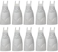 Discounted Cleaning Supplies Kitchen Chef Apron for Men & Women - Butchers Apron for Men - Men’s Apron for Cooking - Professional Chefs Apron Double Pockets - Pack of 10 White