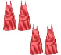 Discounted Cleaning Supplies Kitchen Chef Apron for Men & Women - Butchers Apron - Men’s Apron for Cooking - Professional Chefs Double Pockets Pack of 4 -Red