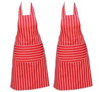 Discounted Cleaning Supplies Kitchen Chef Apron for Men & Women - Butchers Apron - Men’s Apron for Cooking - Professional Chefs Double Pockets Pack of 2 -Red