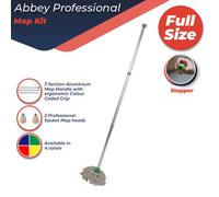 Discounted Cleaning Supplies Mop Kit Professional Colour Coded Mop Handle And 2 Mop Heads (Green)