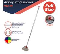Discounted Cleaning Supplies Mop Kit Professional Colour Coded Mop Handle And 2 Mop Heads (Red)