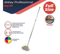Discounted Cleaning Supplies Mop Kit Professional Colour Coded Mop Handle And 2 Mop Heads (Yellow)