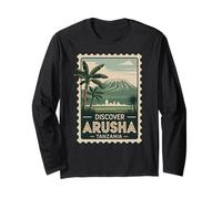 Discover Arusha Tanzania, Retro African Safari Travel Stamp Long Sleeve T-Shirt