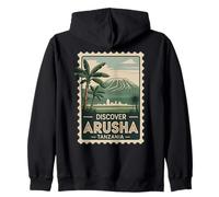 Discover Arusha Tanzania, Retro African Safari Travel Stamp Zip Hoodie
