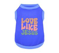 Discover Cozy Cotton Canine Wear: Soft, Lightweight, and Breathable Dog Shirt Vest with Eye-Catching Graphics(Love Like Jesus), Keeping Your Furry Friend Warm and Comfy! Blue 4XL